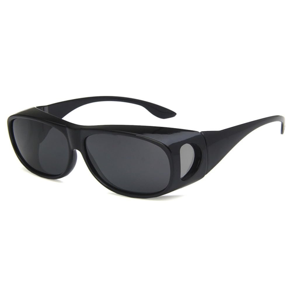 HCHES Night Vision Driver Goggles Yellow Len Sun Glasses Driving Glasses UV Protection Polarized Sunglasses Eyewear,oval black,One size