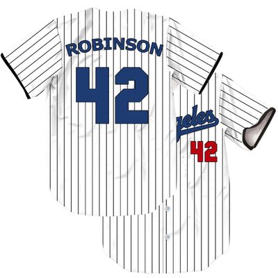 TIFIYA Robinson 42 Stripes Baseball Jersey Short Sleeve Button Shirts for Young Men Women T192-White-M
