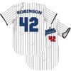 TIFIYA Robinson 42 Stripes Baseball Jersey Short Sleeve Button Shirts for Young Men Women T192-White-M view 1