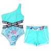 Moily Kids Girls Floral 2 Piece Tankini Swimsuit Set Crisscross Cutouts Waist Rashguard Swimwear with Shorts X-Leaf 14 view 1