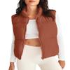 MEROKEETY Puffer Vest Women 2025 Fall Winter Sleeveless Jackets Lightweight Warm Stand Collar Quilted Zip Up Coat, Brown, Large view 1