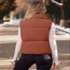 MEROKEETY Puffer Vest Women 2025 Fall Winter Sleeveless Jackets Lightweight Warm Stand Collar Quilted Zip Up Coat, Brown, Large view 4