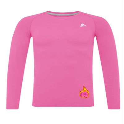 DEVOROPA Youth Boys Compression Thermal Shirt Long Sleeve Kids Fleece Baselayer Soccer Baseball Undershirt Pink XL