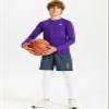 DEVOROPA Youth Boys Compression Thermal Shirt Long Sleeve Fleece Baselayer Soccer Baseball Undershirt Purple M view 4