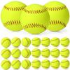 Lewtemi 24 Pack Yellow Practice Softballs Official Size and Weight Slowpitch Softball Sports Unmarked Leather Covered Youth Fastpitch Softball Ball Training Ball for Games Practice (11 Inch) view 1