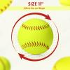 Lewtemi 24 Pack Yellow Practice Softballs Official Size and Weight Slowpitch Softball Sports Unmarked Leather Covered Youth Fastpitch Softball Ball Training Ball for Games Practice (11 Inch) view 2