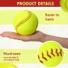 Lewtemi 24 Pack Yellow Practice Softballs Official Size and Weight Slowpitch Softball Sports Unmarked Leather Covered Youth Fastpitch Softball Ball Training Ball for Games Practice (11 Inch) view 4