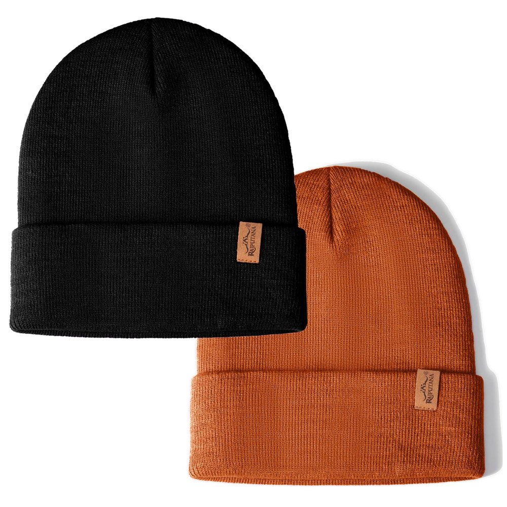 1 & 2 Packs Unisex Knit Winter Beanie Hats Cap Set for Men and Women