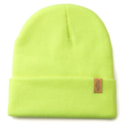 1 & 2 Packs Unisex Knit Winter Beanie Hats Cap Set for Men and Women Neon Bright Green