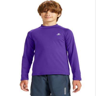 DEVOROPA Youth Boys Compression Thermal Shirts Long Sleeve Undershirt Fleece Baselayer Mock Top Purple L