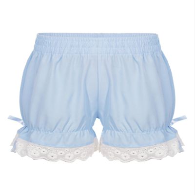 YiZYiF Kids Girls Ruffled Bloomers Shorts Cotton Lace Up Safety Short Pants Bottom Ruffled Bloomers Under Dress Dance Shorts Blue 3-4 Years