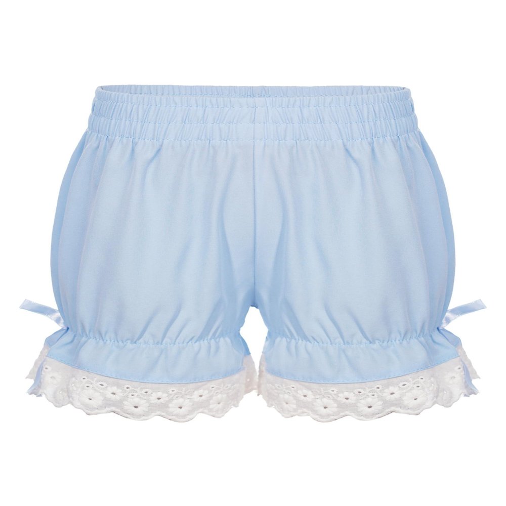 YiZYiF Kids Girls Ruffled Bloomers Shorts Cotton Lace Up Safety Short Pants Bottom Ruffled Bloomers Under Dress Dance Shorts Blue 3-4 Years