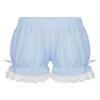 YiZYiF Kids Girls Ruffled Bloomers Shorts Cotton Lace Up Safety Short Pants Bottom Ruffled Bloomers Under Dress Dance Shorts Blue 3-4 Years view 1