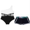 Manyakai Junior Girls One Piece Athletic Swimwear Jumpsuit Gymnastic Leotard with Shorts 2 Pcs Set Black 16 Years view 3