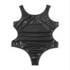 Lejafay Men Wet Look Patent Leather Bodysuit Leotard Singlet Catsuit Nightclub Party Dance Jumpsuits Black 4X-Large view 1