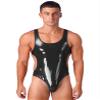 Hedmy Men's Wet Look PVC Leather Bodysuit Catsuit Open Back Jumpsuit Romper Swimsuits Clubwear Black 3X-Large view 2