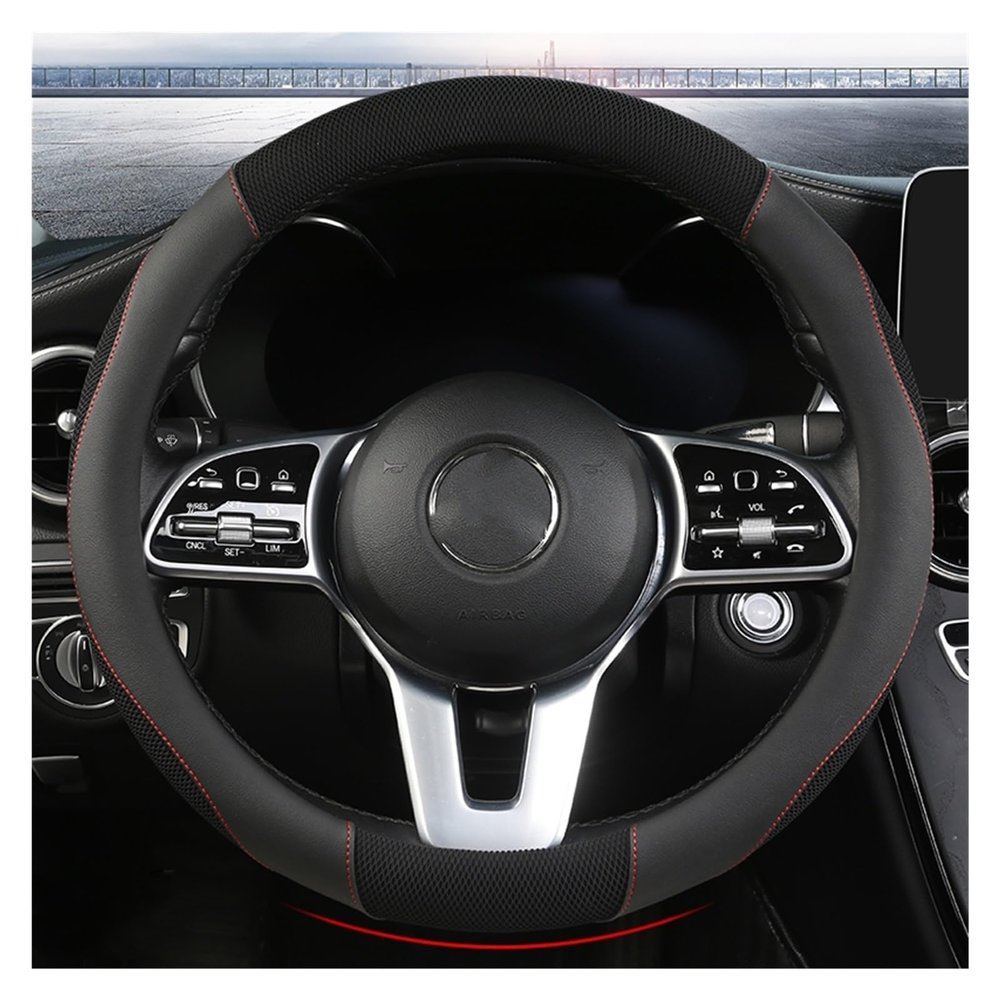 FUERU Car Steering Wheel Cover Set Car Steering Wheel Cover Breathable Carbon Fiber Comfortable and Durable Car Interior (Color : 4#)
