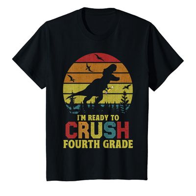 Kids I'm Ready To Crush 4th Grade Dinosaur First Day Boys T-Shirt