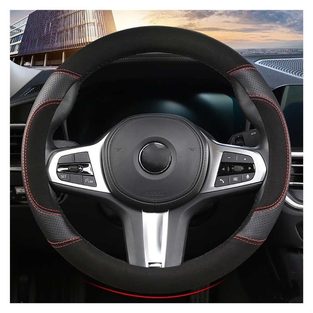 FUERU Car Steering Wheel Cover Set Car Steering Wheel Cover Comfortable Leather Breathable Sweat-Absorbing Car Interior (Color : 3#)