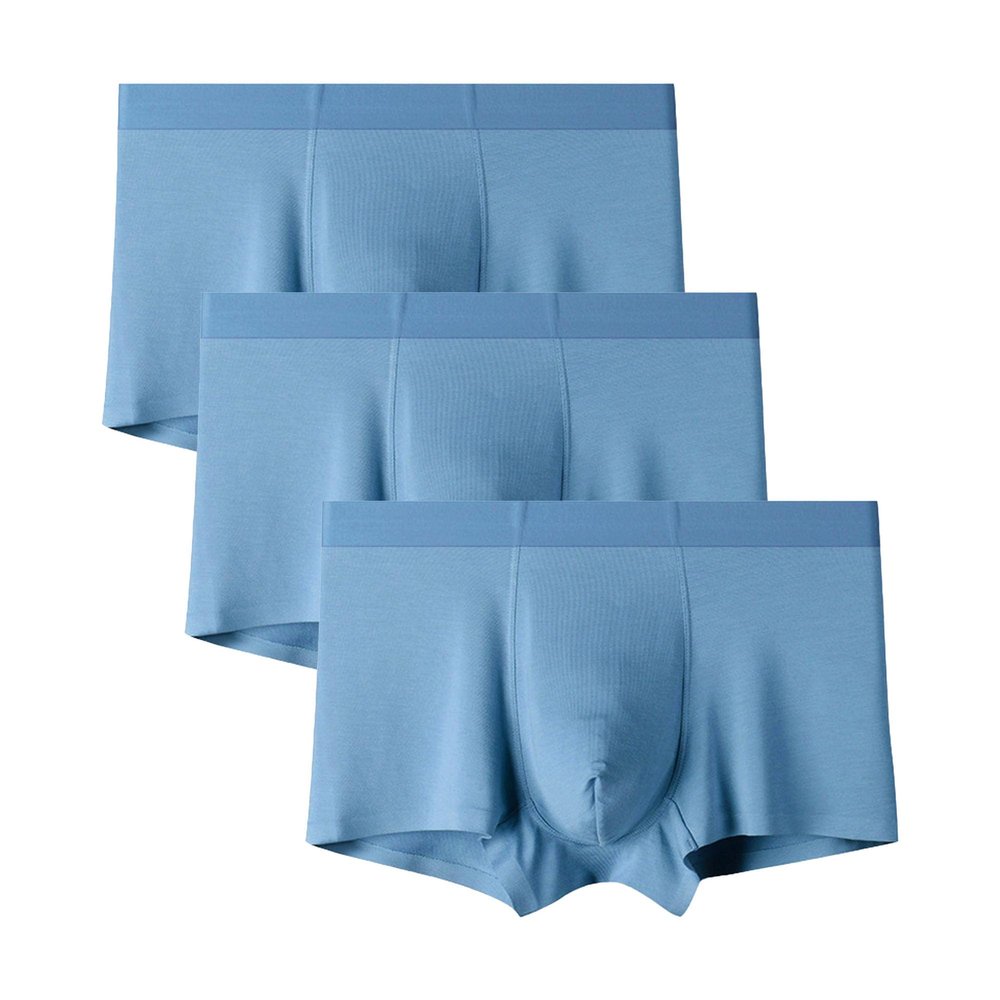 Men's Traceless Ultra-Thin Underwear Modal Fast Drying Breathable Underpants Solid Color Comfort Boxer Brief (Blue 3PC,X-Large)
