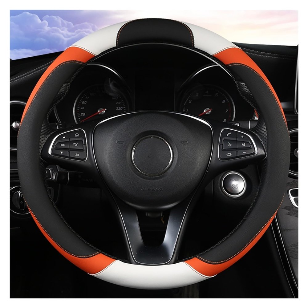 FUERU Car Steering Wheel Cover Set Car Steering Wheel Cover Comfortable Leather Soft Breathable Cute Car Interior Gift (Color : 1#)
