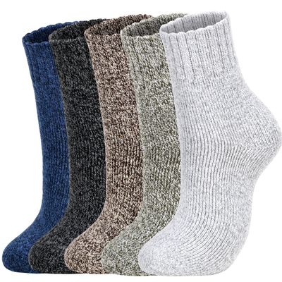 Clothclose 5 Pairs Wool Socks - Warm Wool Socks For Women/Men, Super Soft Crew Boot Sock, Thick Knit Cozy Sock