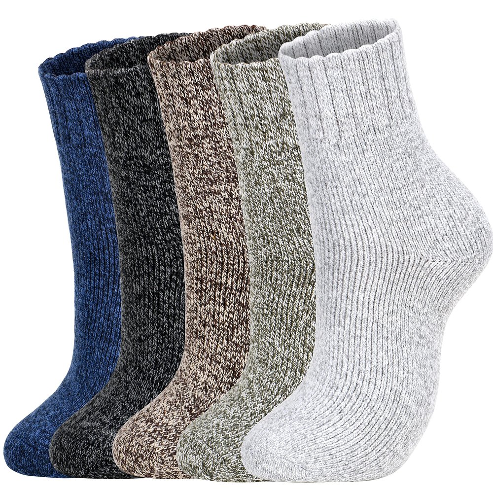 Clothclose 5 Pairs Wool Socks - Warm Wool Socks For Women/Men, Super Soft Crew Boot Sock, Thick Knit Cozy Sock
