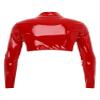 Linjinx Men's Faux Leather Wet Look Long Sleeves Tank Top Shirt Half Shrug Muscle Top Clubwear Red Medium view 4