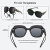BrGuras Polarized Sunglasses Fit Over Glasses Sunglasses for Women Men, Trendy Square Fit Over Sunglasses Lightweight(Light green, Black) view 4