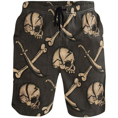 visesunny Mens Swim Trunks Quick Dry Swim Shorts with Mesh Lining Skull Jolly Roger Abstract Pattern Swimwear Bathing Suits