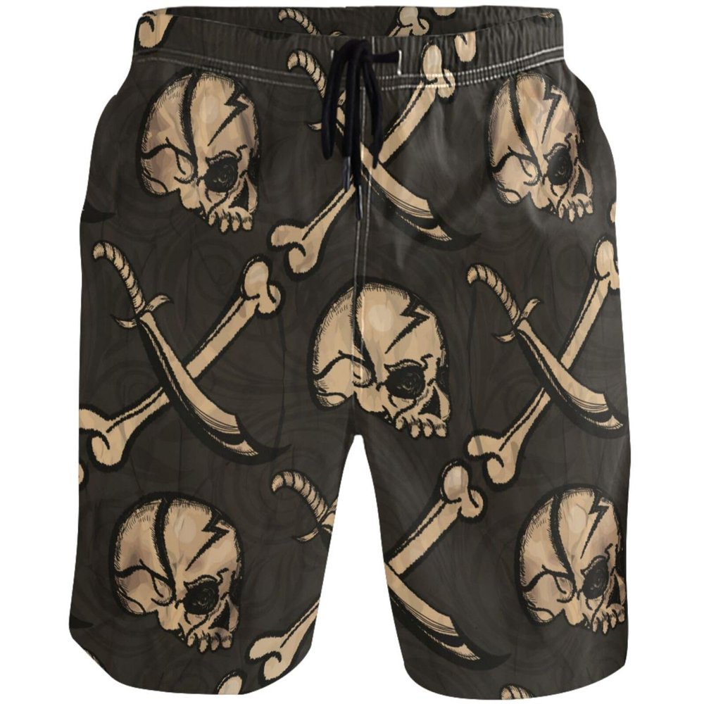 visesunny Mens Swim Trunks Quick Dry Swim Shorts with Mesh Lining Skull Jolly Roger Abstract Pattern Swimwear Bathing Suits