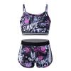 QinCiao Kids Girls Sports Outfits Gymnastics Workout Tracksuit Camisole Crop Top and Boycut Shorts Set Balck&Rose Red 12 Years view 1