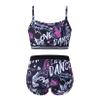 QinCiao Kids Girls Sports Outfits Gymnastics Workout Tracksuit Camisole Crop Top and Boycut Shorts Set Balck&Rose Red 12 Years view 2