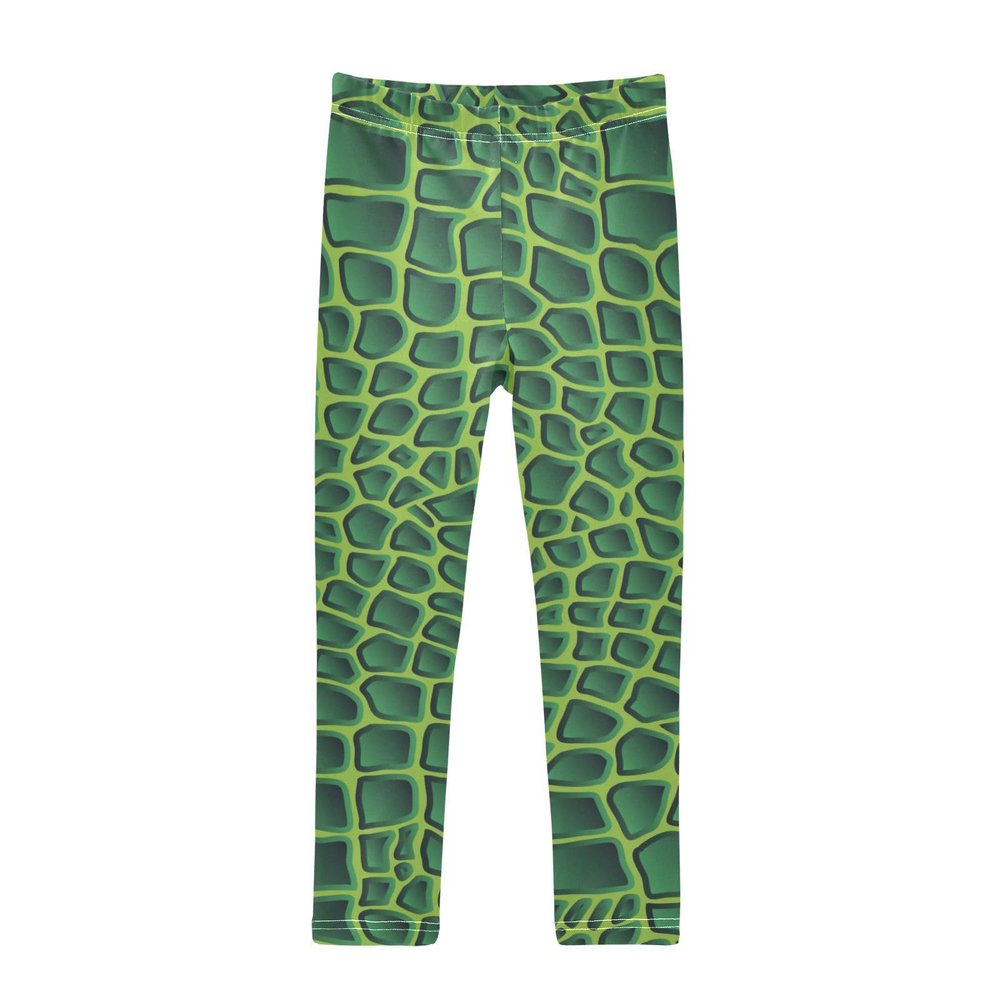 Aflyko Girls' Leggings Green Alligator Skin Kids Athletic Pants Dance Tights Yoga Ballet Running Workout Everyday Wear 5T