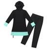 Eandarui Girls Muslim Swimwear Burkini Full Cover Hijab Modest Swimsuit Long Sleeve Top+Pants Kids Rash Guard Set Black 7-8 Years view 2