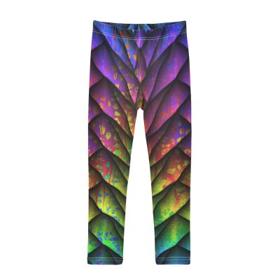 Aflyko Girls' Leggings Dragon Scales Rainbow Big Kids Athletic Pants Dance Tights Yoga Ballet Comfortable Soft Everyday Wear 9-10T