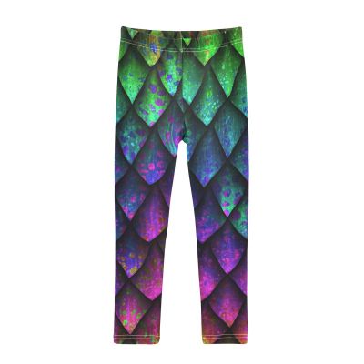 Aflyko Girls' Leggings Dragon Scales Color Kids Athletic Pants Dance Tights Yoga Ballet Running Workout Everyday Wear 5T