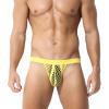 Swbreety Men's Bikini Briefs Sexy See-Through Fishnet Underwear Panties Low Rise High-Leg Opening Mesh Lingerie Yellow view 1