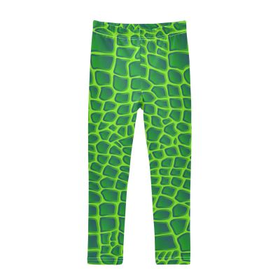 Aflyko Girls' Leggings Alligator Skin Green Kids Athletic Pants Dance Tights Yoga Ballet Running Workout Everyday Wear 5T