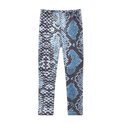 Aflyko Girls' Leggings Snake Skin Blue Kids Athletic Pants Dance Tights Yoga Ballet Running Workout Everyday Wear 5T