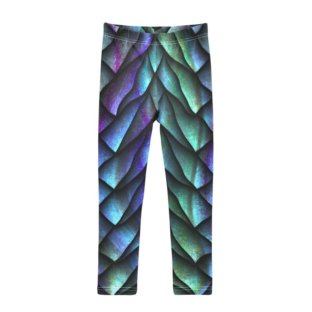 Aflyko Girls' Leggings Dragon Scales Bright Galaxy Kids Athletic Pants Dance Tights Yoga Ballet Running Workout Everyday Wear 5T