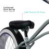MICARGI 26" Boston Chopper-Style Stretch Cruiser Bikes, Disc Brake 7-Speed, Gray Frame Dual-Spring Wide Saddle, Moon-Type Cruiser Handlebar for Adults (Gray) view 2