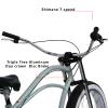 MICARGI 26" Boston Chopper-Style Stretch Cruiser Bikes, Disc Brake 7-Speed, Gray Frame Dual-Spring Wide Saddle, Moon-Type Cruiser Handlebar for Adults (Gray) view 3