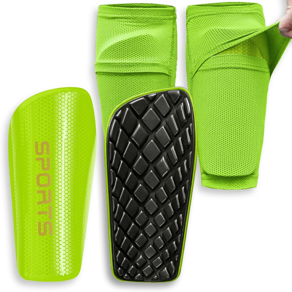 LPONJAR Soccer Shin Guards for Kids Youth Adults - Shin Pads and Sleeves with Optimized Insert Pocket for Boys Girls Men Women for Football Games - Protective Soccer Equipment