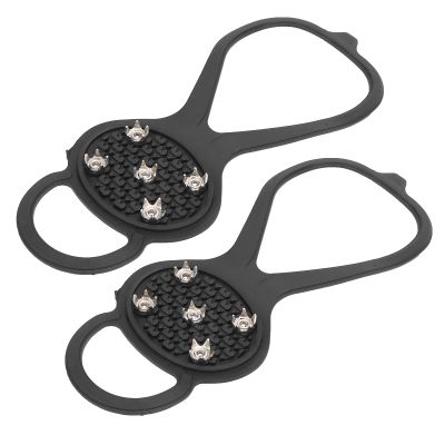Natudeco 1Pair Snow Shoe Spikes 5 Teeth Crampons Winter Traction Cleats Climbing Crampons Mountaineering AntiSlips Shoes Spikes for Outdoor