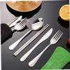Sosoport 3sets Stainless Steel Portable Tableware Camping Cutlery Knife Fork Spoon Outdoor Utensils Storage Bag for Travel and Picnics view 3