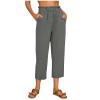ZYXTIM Womens High Waist Harem Pants Cotton Linen Oversize Pleated Waist Straight Leg Loose Fit Beach Caual Summer Slacks Grey view 1