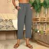 ZYXTIM Womens High Waist Harem Pants Cotton Linen Oversize Pleated Waist Straight Leg Loose Fit Beach Caual Summer Slacks Grey view 2