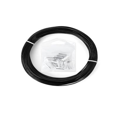 BLUEWING 50yd Outrigger Line Rigging Kit Mono with 20pcs Aluminum Sleeve Crimps and 400LB Test Monofilament Fishing Wire, Black