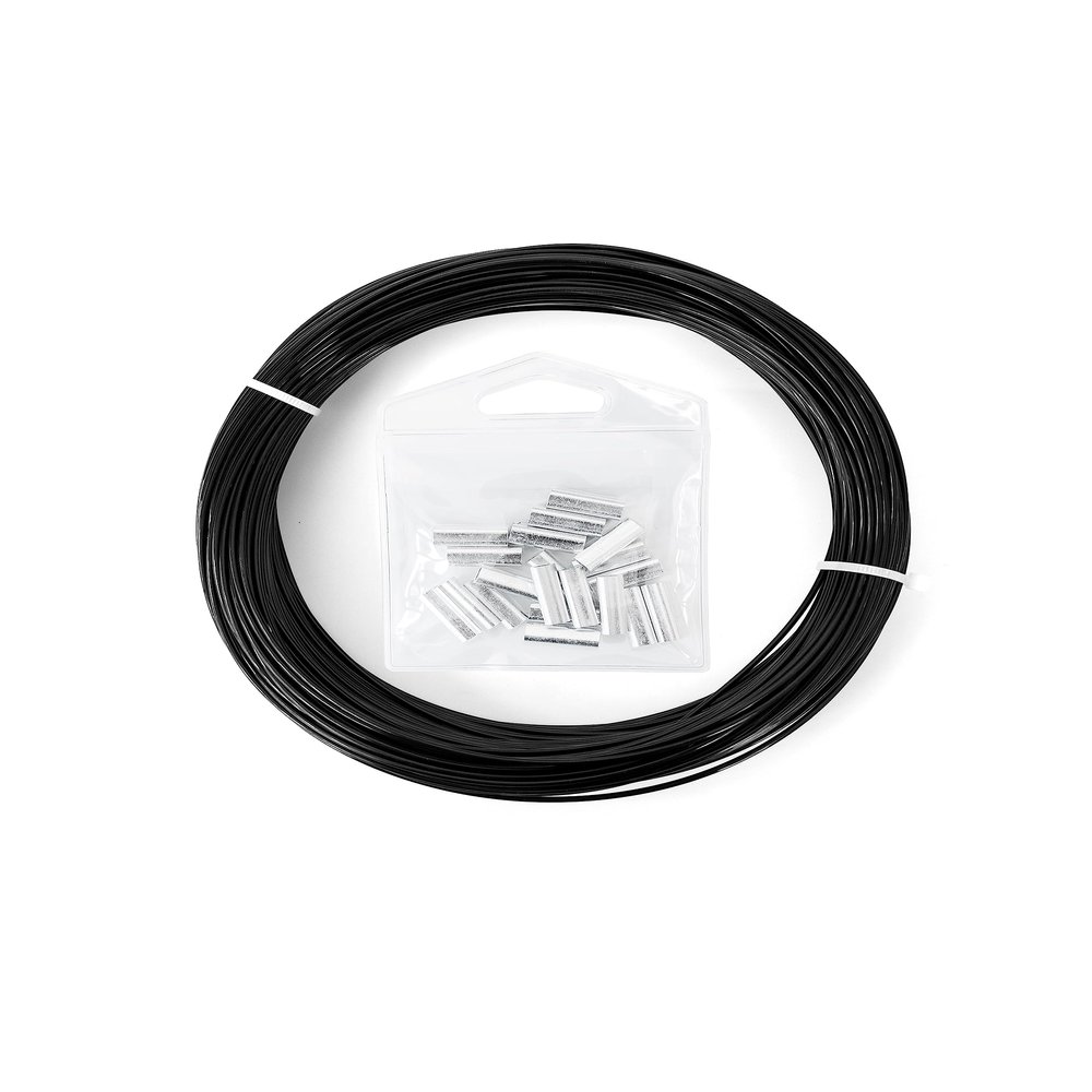 BLUEWING 50yd Outrigger Line Rigging Kit Mono with 20pcs Aluminum Sleeve Crimps and 400LB Test Monofilament Fishing Wire, Black